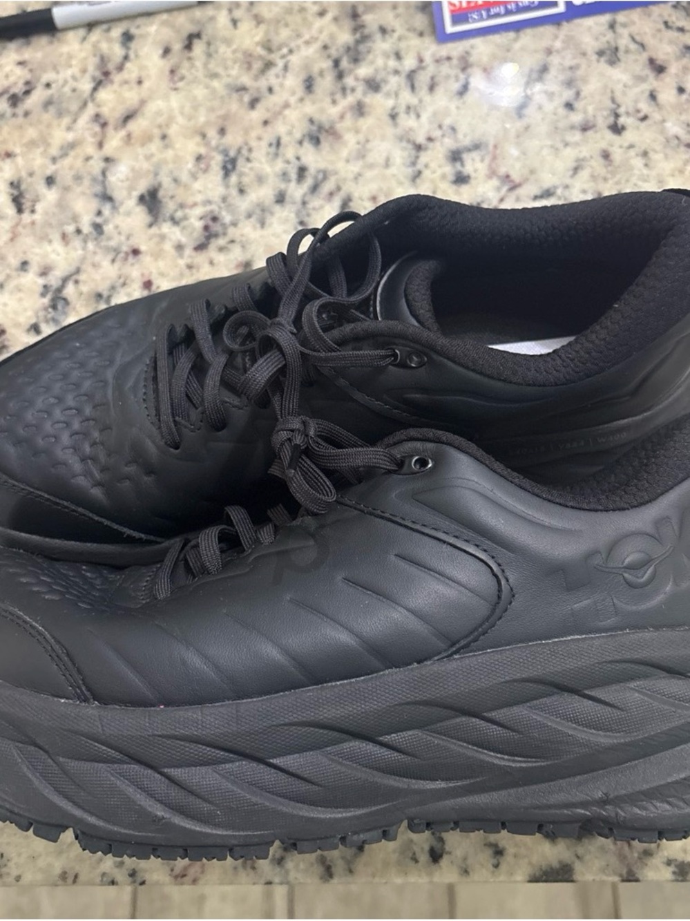 Hoka Bondi SR Men's Black Athletic Lace-Up Shoes anti slip and water resistant
